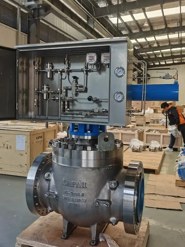Pneumatic Ball Control Valve Duplex Steel 16inch 900LB with Control Panel