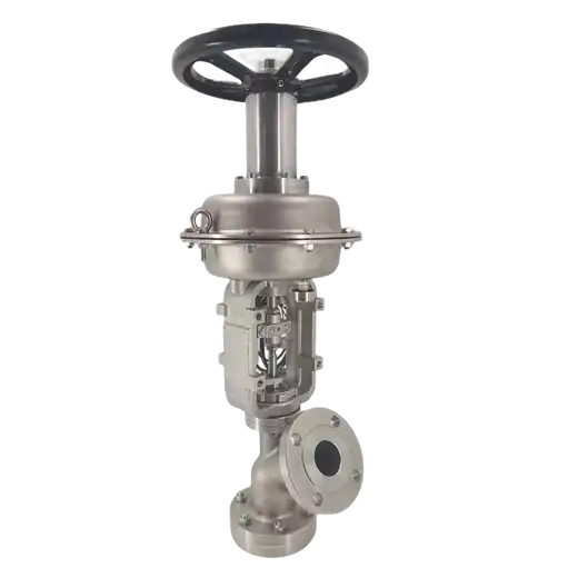 Flush bottom discharge control valve mounted on reactor bottom nozzle