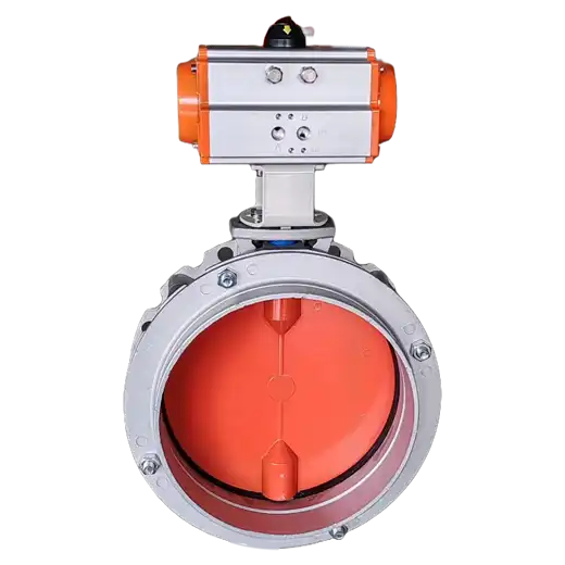 Flush bottom discharge control valve mounted on reactor bottom nozzle