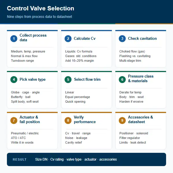 Control Valve Selection: A 9-Step Guide to Sizing, Trim, Materials and Fail-Safe Actuation